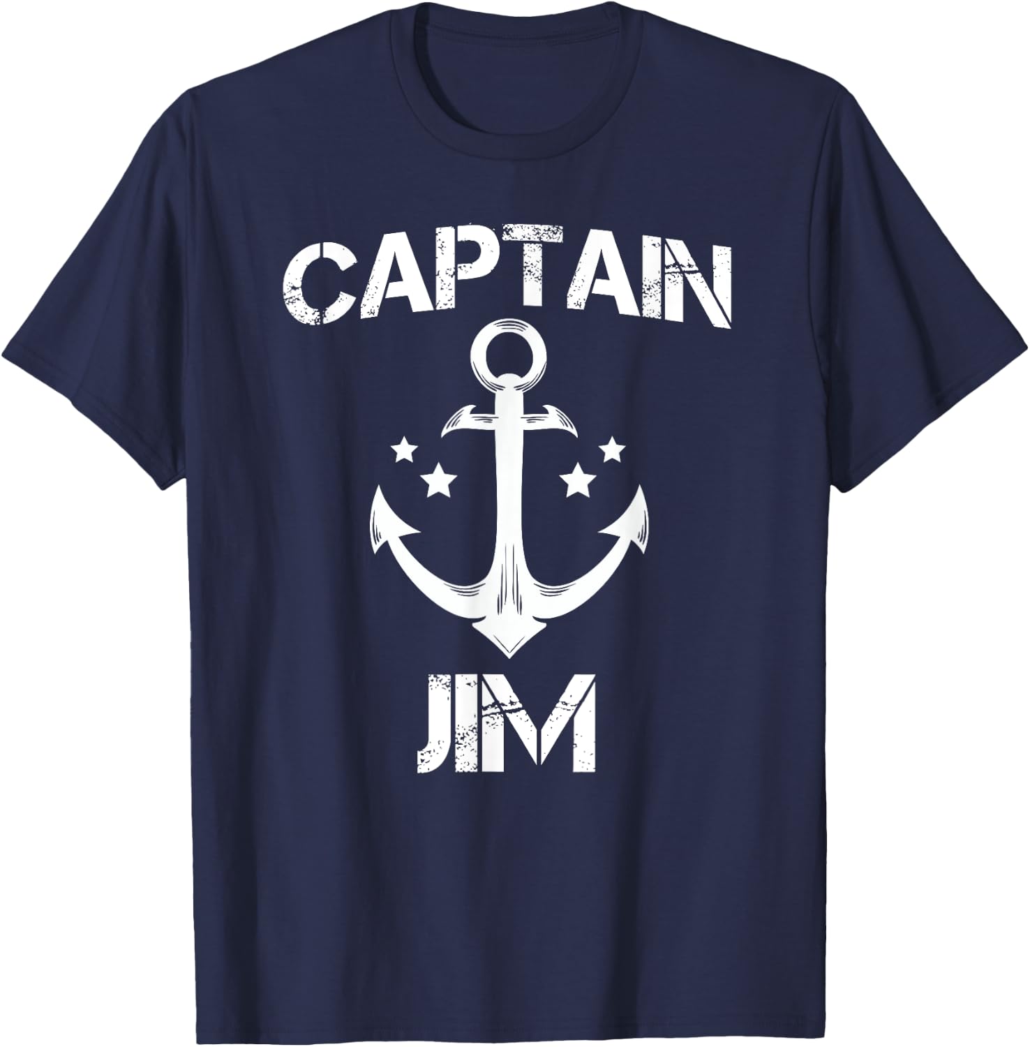 CAPTAIN JIM Funny Birthday Personalized Name Boat Gift T-Shirt - T-Shirt | Navy