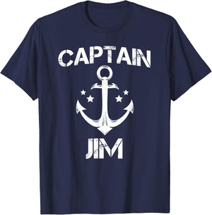 CAPTAIN JIM Funny Birthday Personalized Name Boat Gift T-Shirt - T-Shirt | Navy