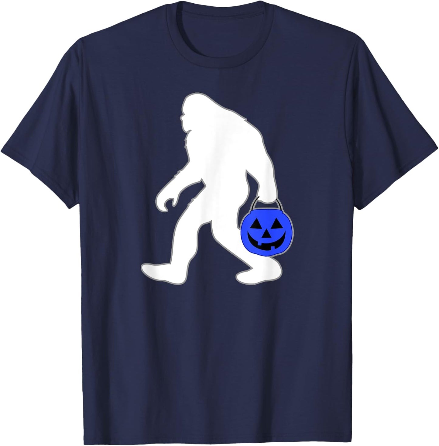 Halloween Autism Blue Pumpkin Bucket Trick or Treat Bigfoot T-Shirt - T-Shirt | Navy