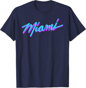 Miami - Vaperwave Synthwave 80s Style Retro Design T-Shirt - T-Shirt | Navy