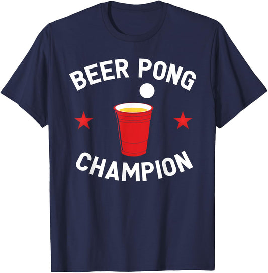 Funny Beer Pong Champion Vintage Gift T-Shirt - T-Shirt | Navy