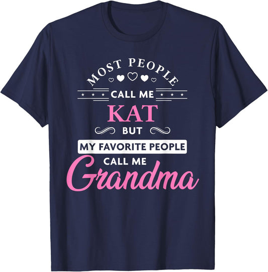 Kat Name Grandma Shirt - Personalized Mothers Day T-Shirt - T-Shirt | Navy