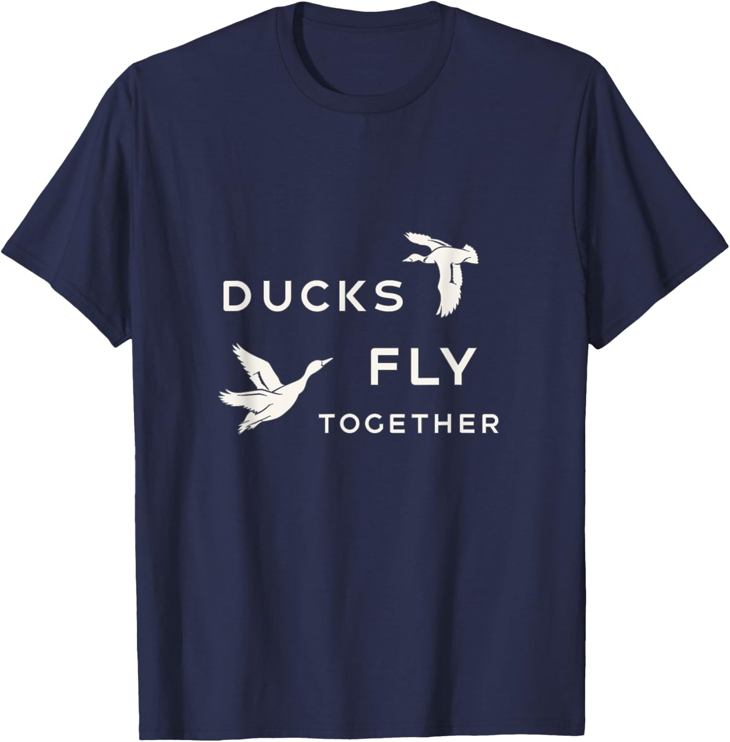 Ducks Fly Together Flying Double Duck T-Shirt - T-Shirt | Navy