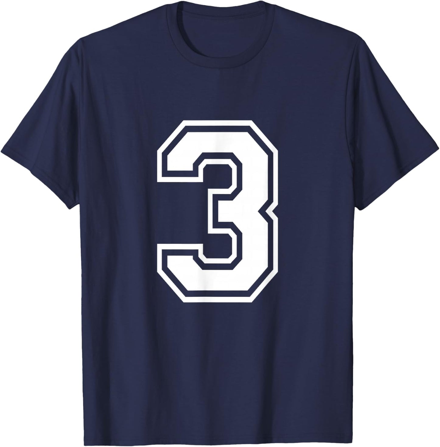 Number 3 Birthday Varsity Sports Team Jersey T-Shirt - T-Shirt | Navy