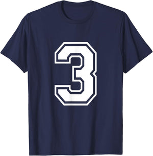 Number 3 Birthday Varsity Sports Team Jersey T-Shirt - T-Shirt | Navy