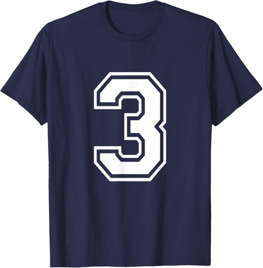Number 3 Birthday Varsity Sports Team Jersey T-Shirt - T-Shirt | Navy