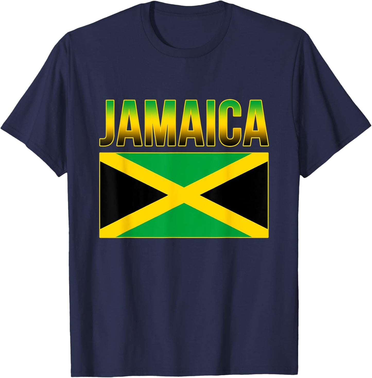 Jamaican National Country Flag Caribbean T-Shirt - T-Shirt | Navy