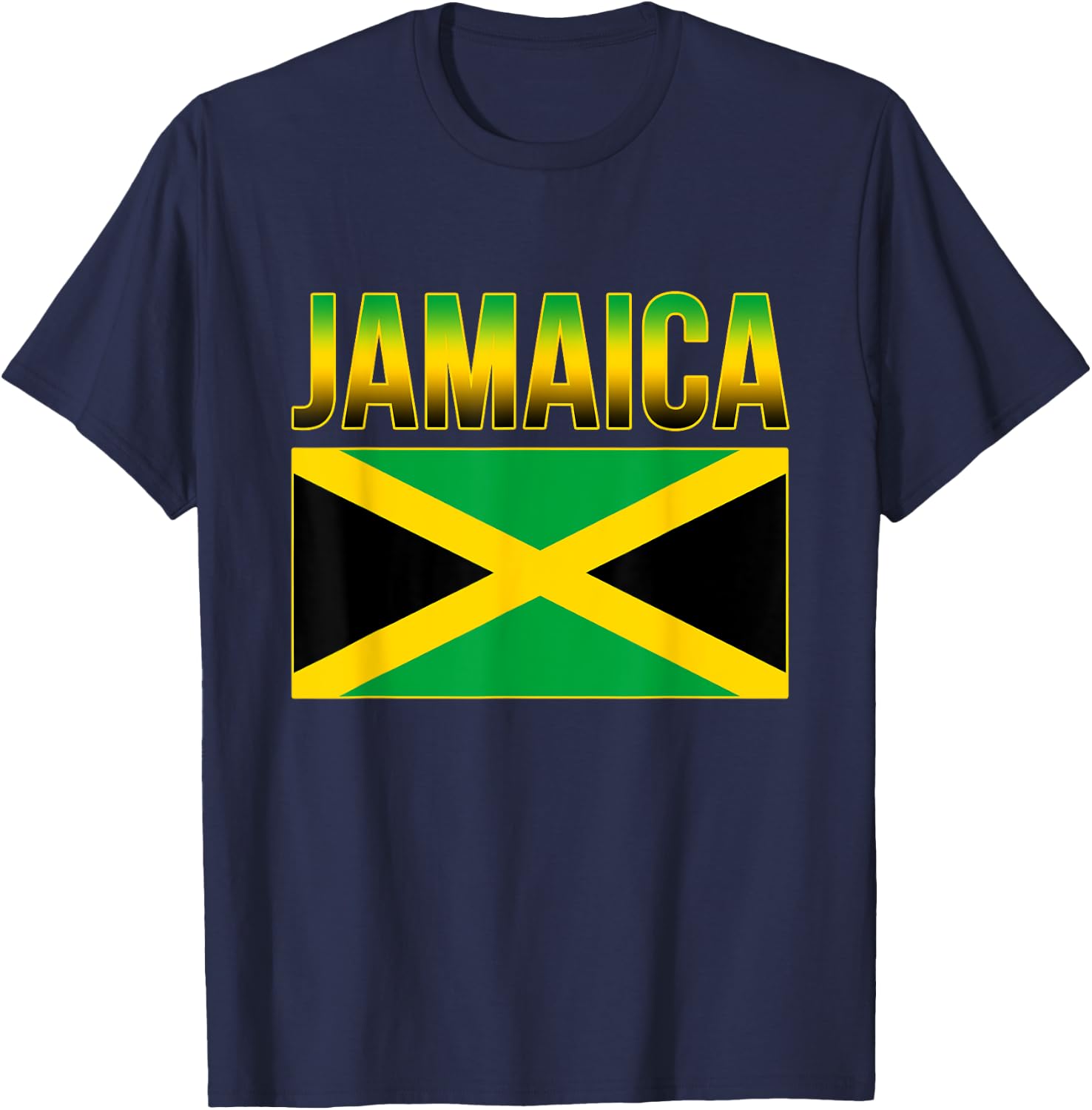 Jamaican National Country Flag Caribbean T-Shirt - T-Shirt | Navy