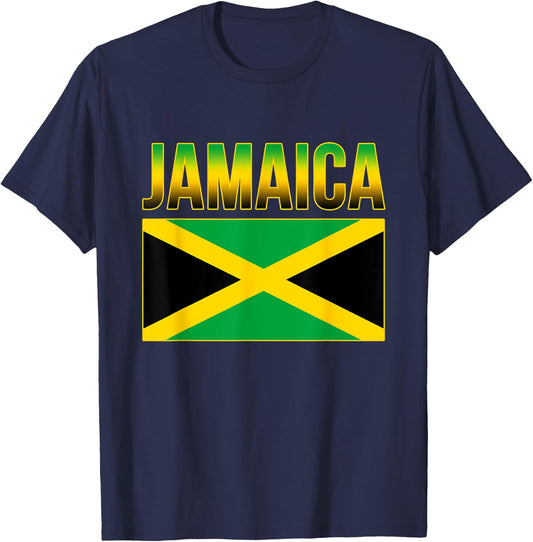 Jamaican National Country Flag Caribbean T-Shirt - T-Shirt | Navy