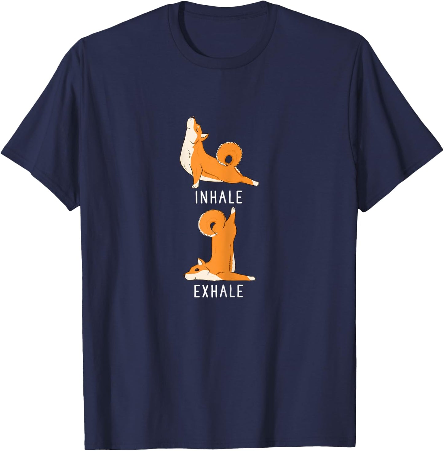Inhale Exhale Shiba Inu Yoga Dog Shirt T-Shirt - T-Shirt | Navy