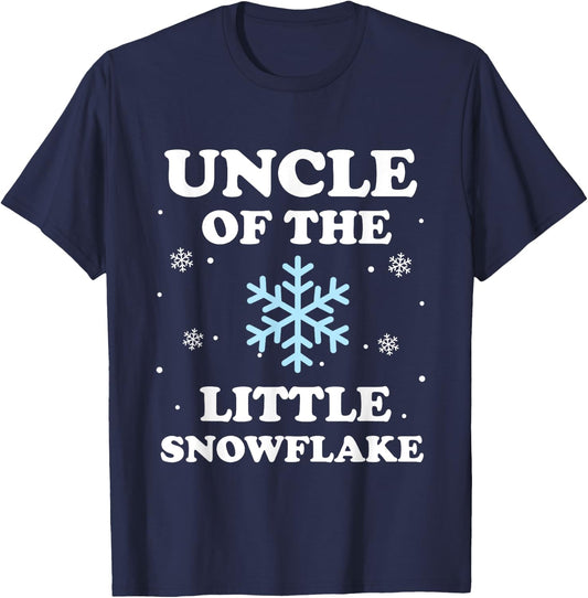 Uncle of the Little Snowflake Christmas Baby Shower Boy T-Shirt - T-Shirt | Navy