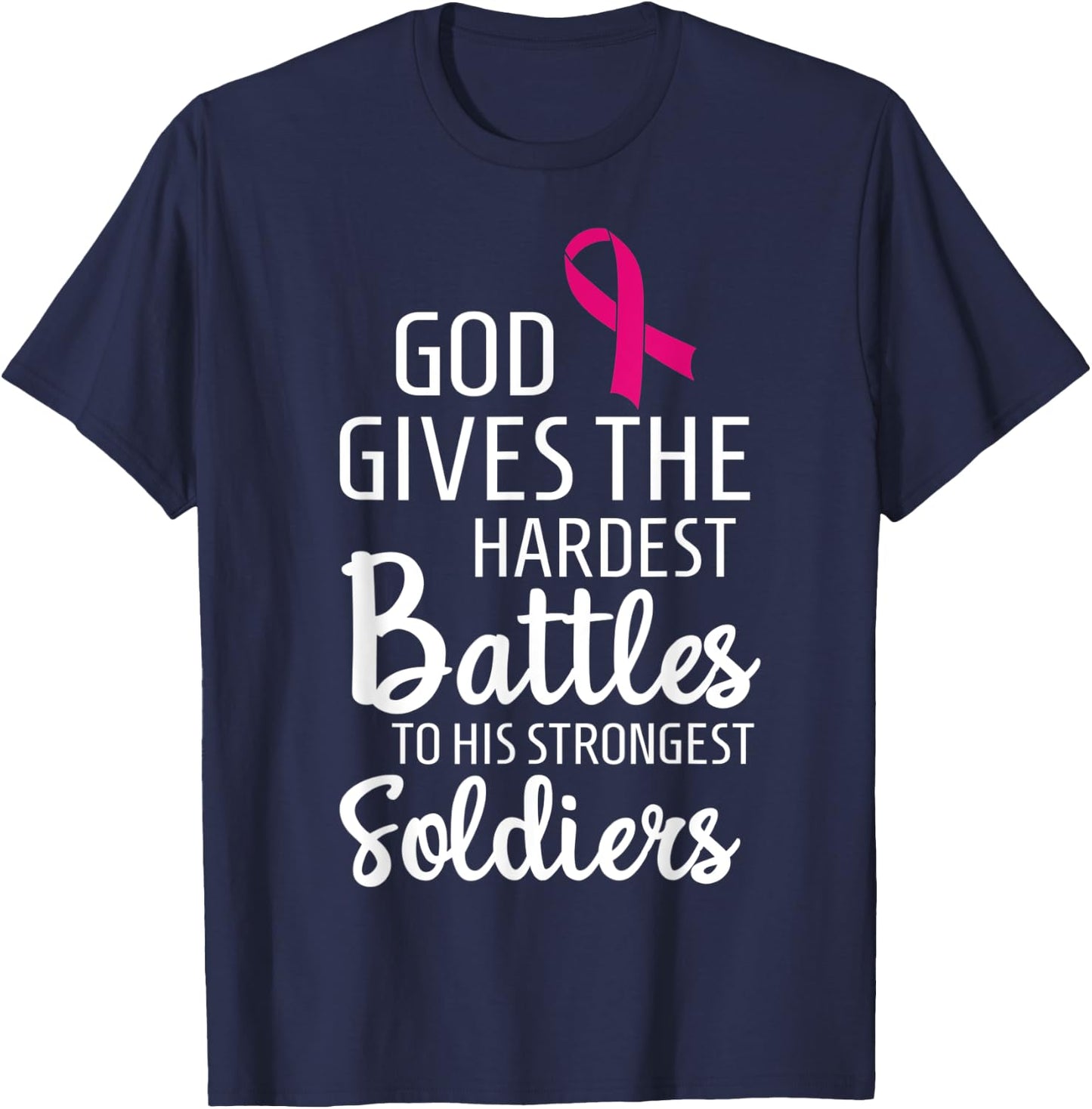 Breast Cancer Fighter Survivor Motivational Gift T-Shirt - T-Shirt | Navy