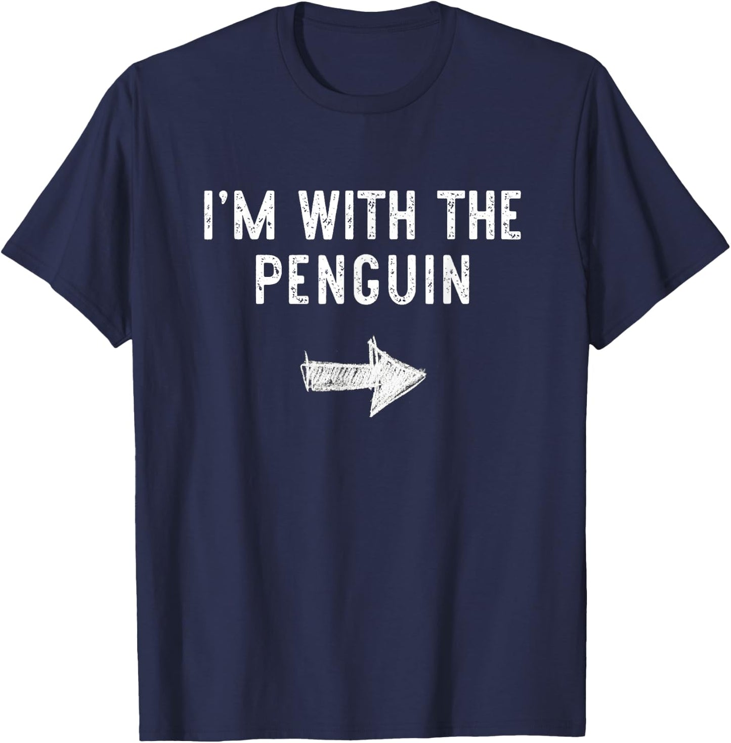 I'm With The Penguin Costume Halloween Matching Couple T-Shirt - T-Shirt | Navy