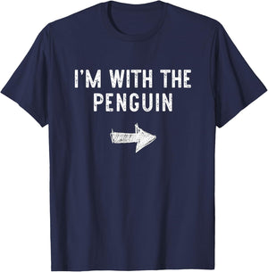 I'm With The Penguin Costume Halloween Matching Couple T-Shirt - T-Shirt | Navy