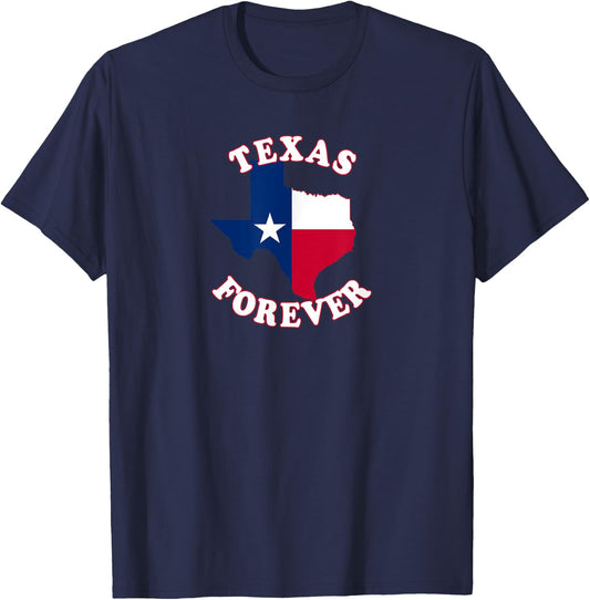 Texas Forever with State Outline and Flag T-Shirt - T-Shirt | Navy