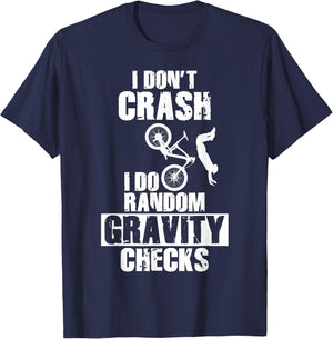 Mountain Bike Crash - Funny MTB Gravity Checks T-Shirt - T-Shirt | Navy
