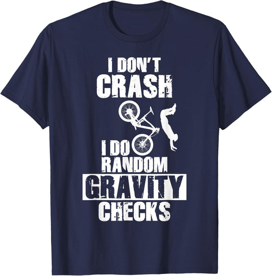 Mountain Bike Crash - Funny MTB Gravity Checks T-Shirt - T-Shirt | Navy