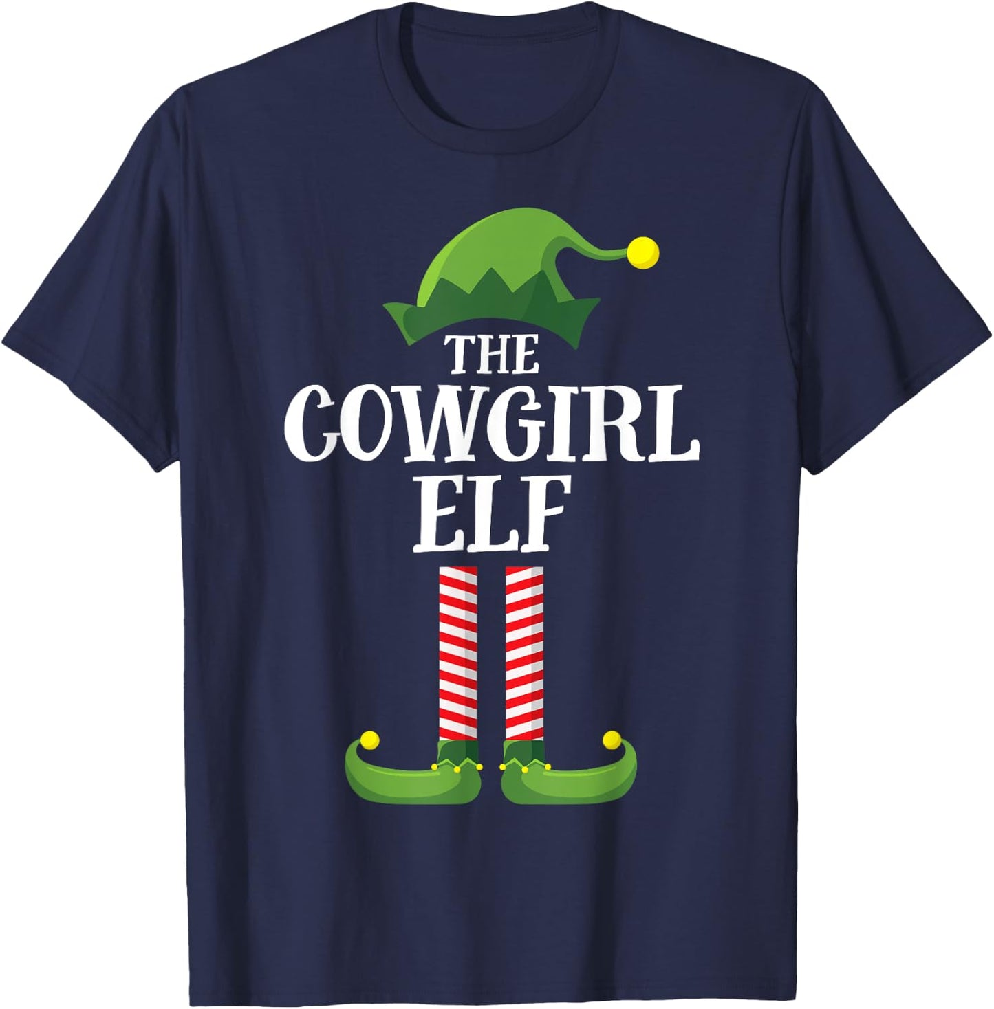 Cowgirl Elf Matching Family Group Christmas Party Pyjamas T-Shirt - T-Shirt | Navy