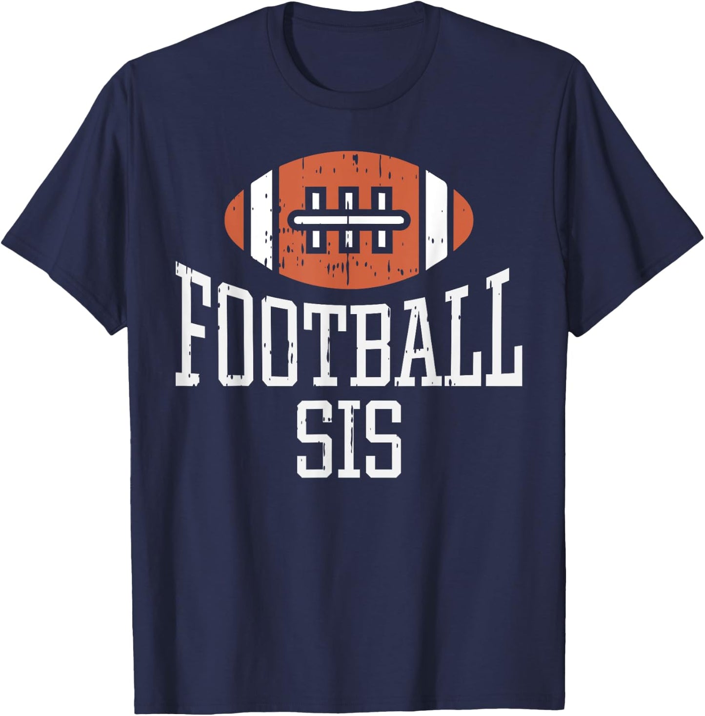 American Football Sis Vintage Gridiron Sports Lover Sister T-Shirt - T-Shirt | Navy