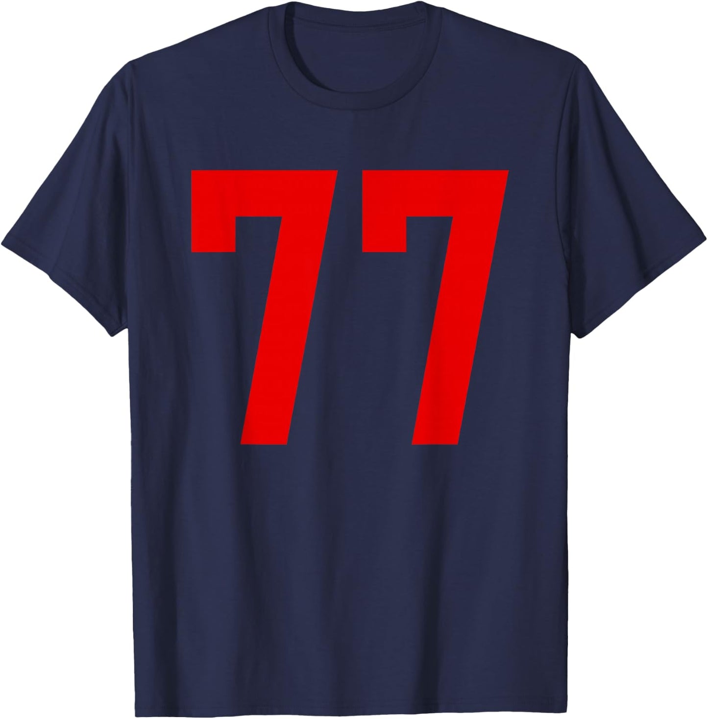 Bright Red Number 77 Jersey Player Uniform #77 T-Shirt - T-Shirt | Navy