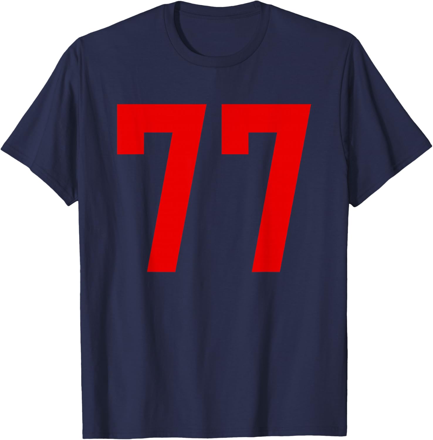 Bright Red Number 77 Jersey Player Uniform #77 T-Shirt - T-Shirt | Navy