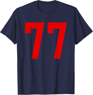 Bright Red Number 77 Jersey Player Uniform #77 T-Shirt - T-Shirt | Navy
