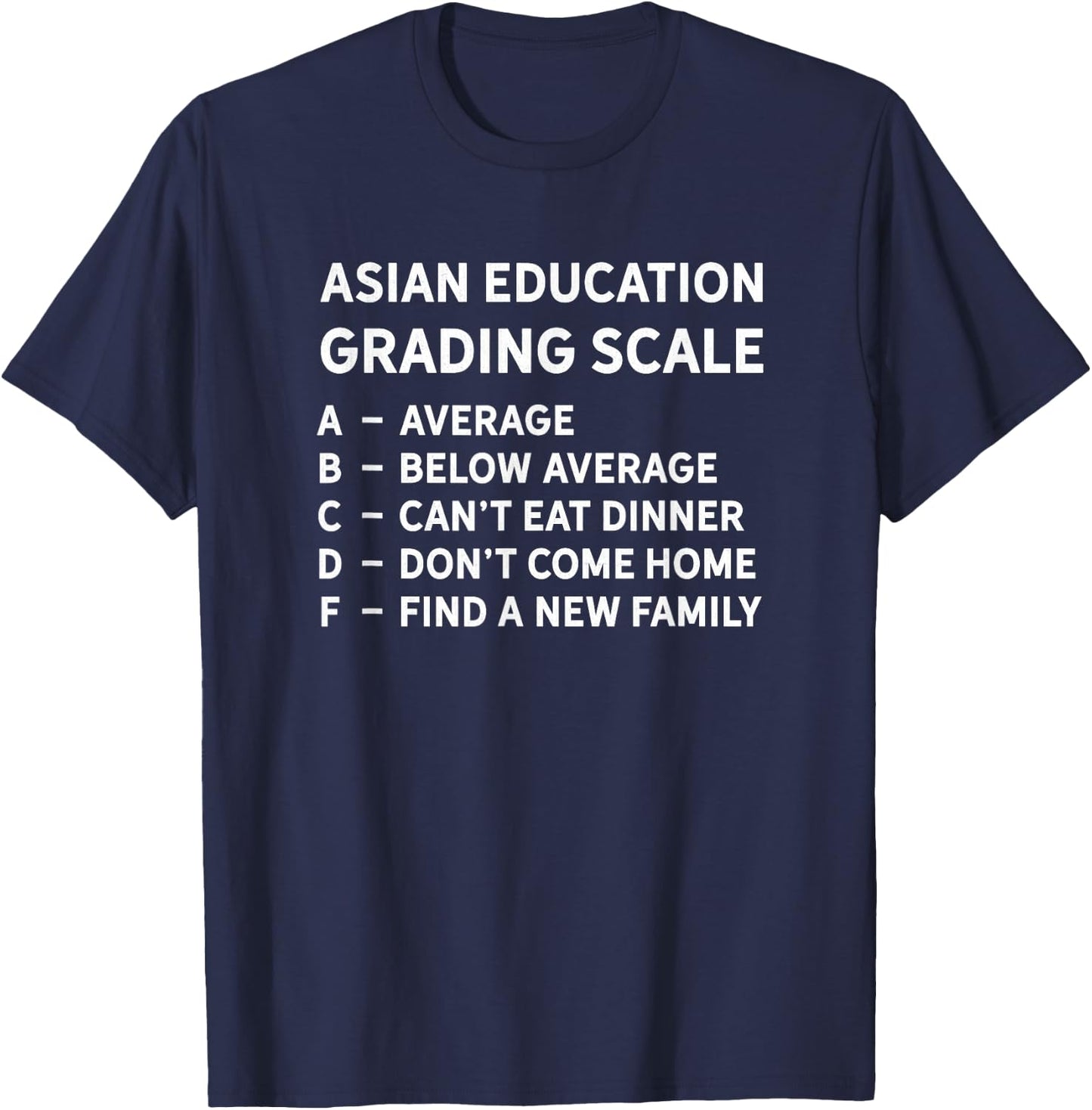 Asian Grading Scale School Student Teacher Humor Quote Men Women Girls Kids T-Shirt - T-Shirt | Navy