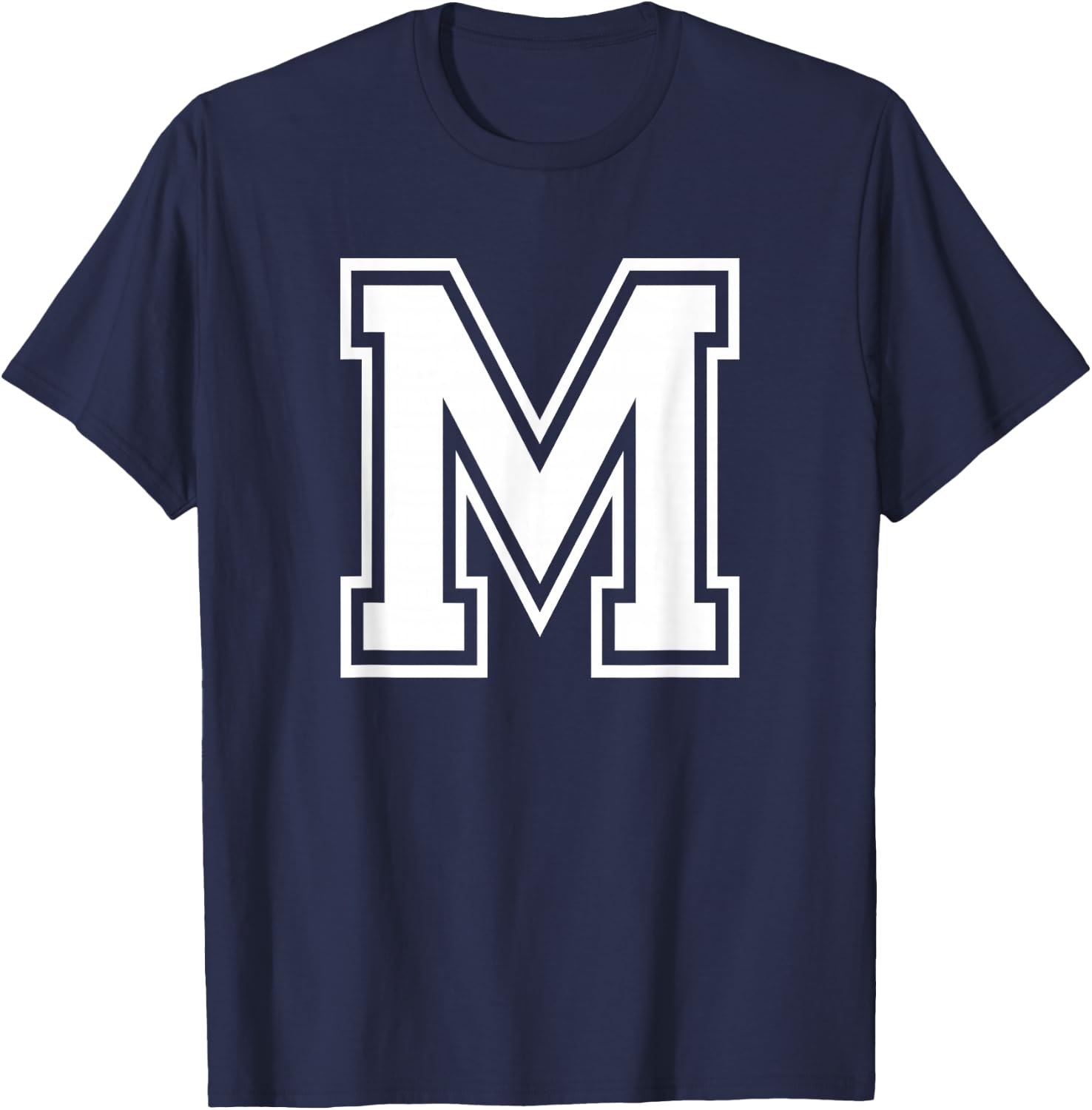 Letter M Name Initial Varsity Alphabet Monogram T-Shirt - T-Shirt | Navy