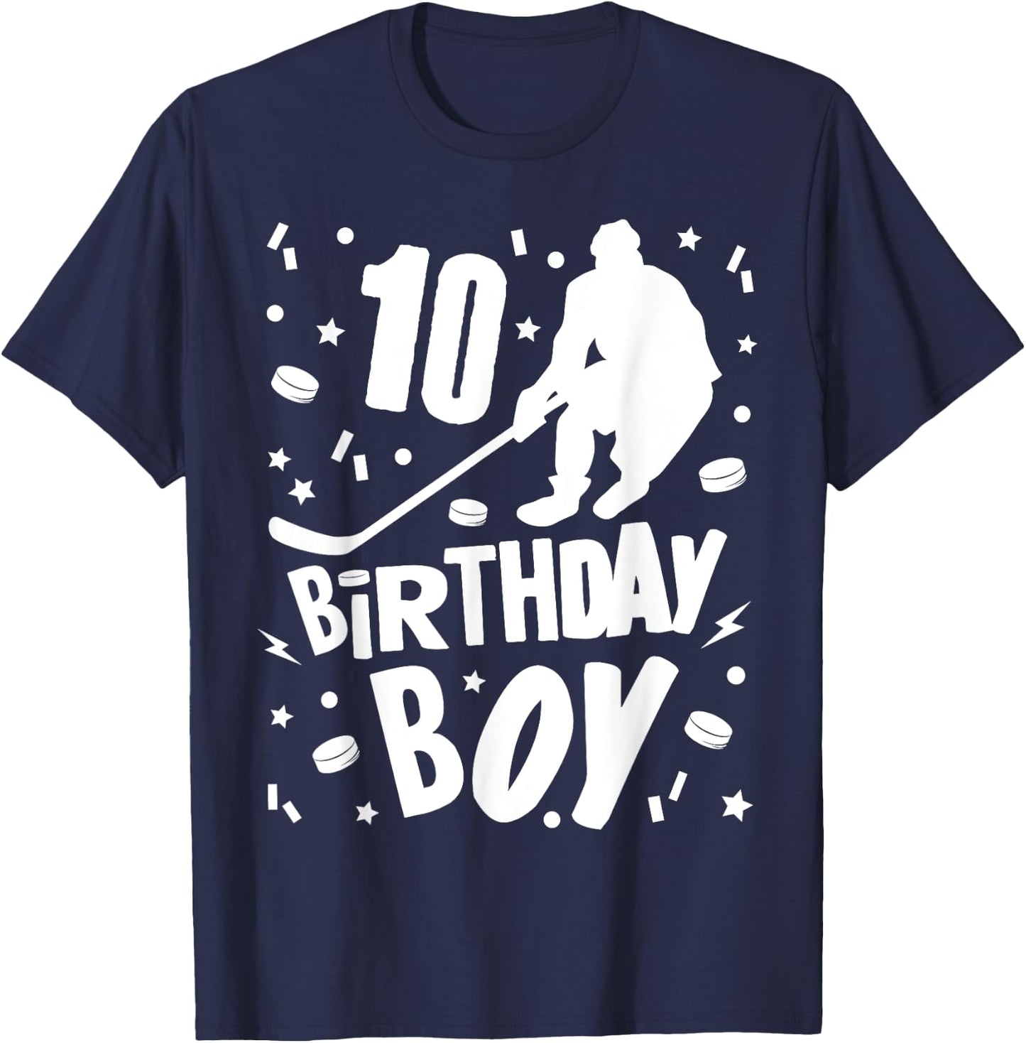 10th Birthday Boy Ice Hockey Kids 10 Years Old Party Gift T-Shirt - T-Shirt | Navy