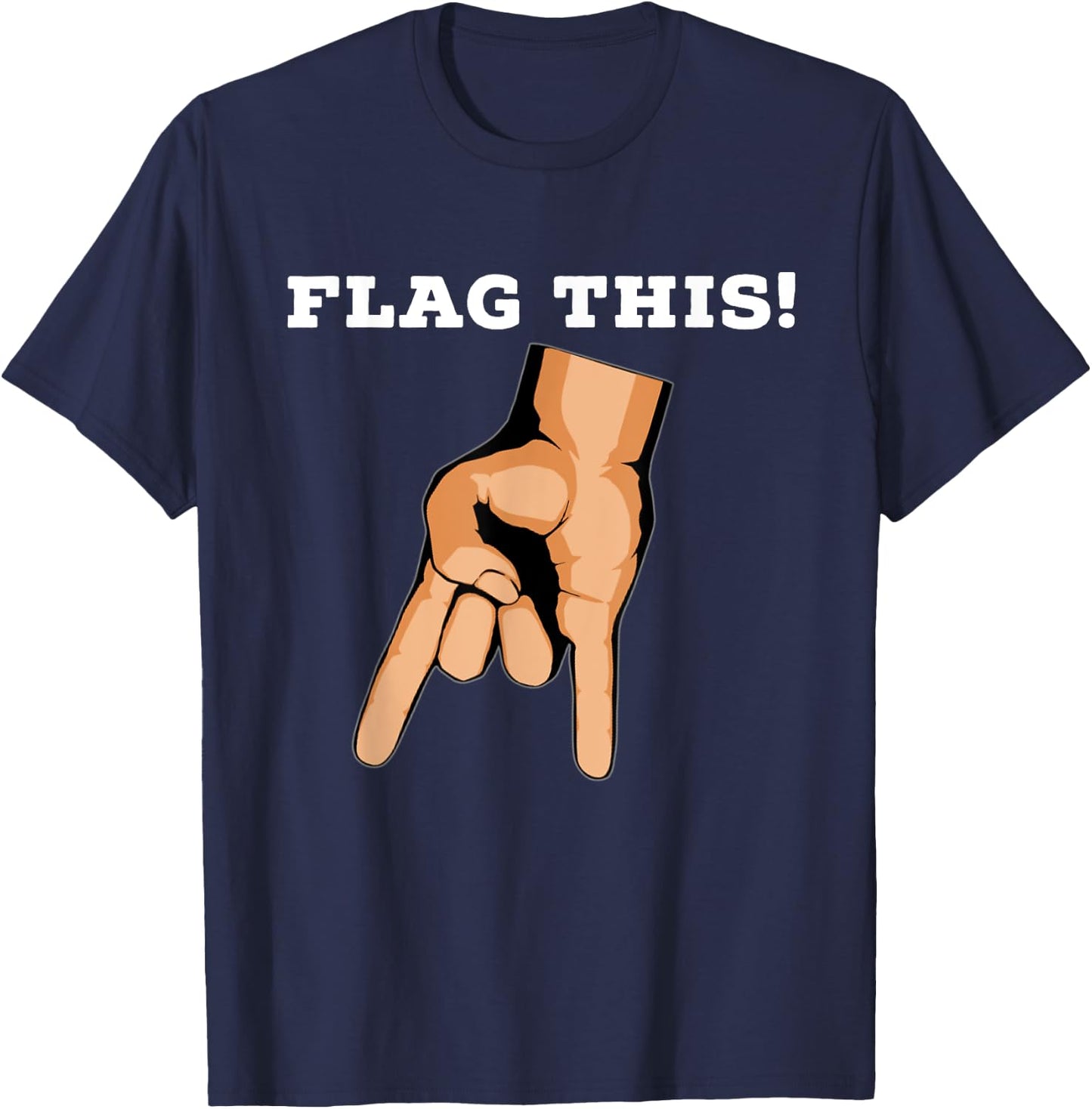 Flag This Upside Down Horns T-Shirt - T-Shirt | Navy