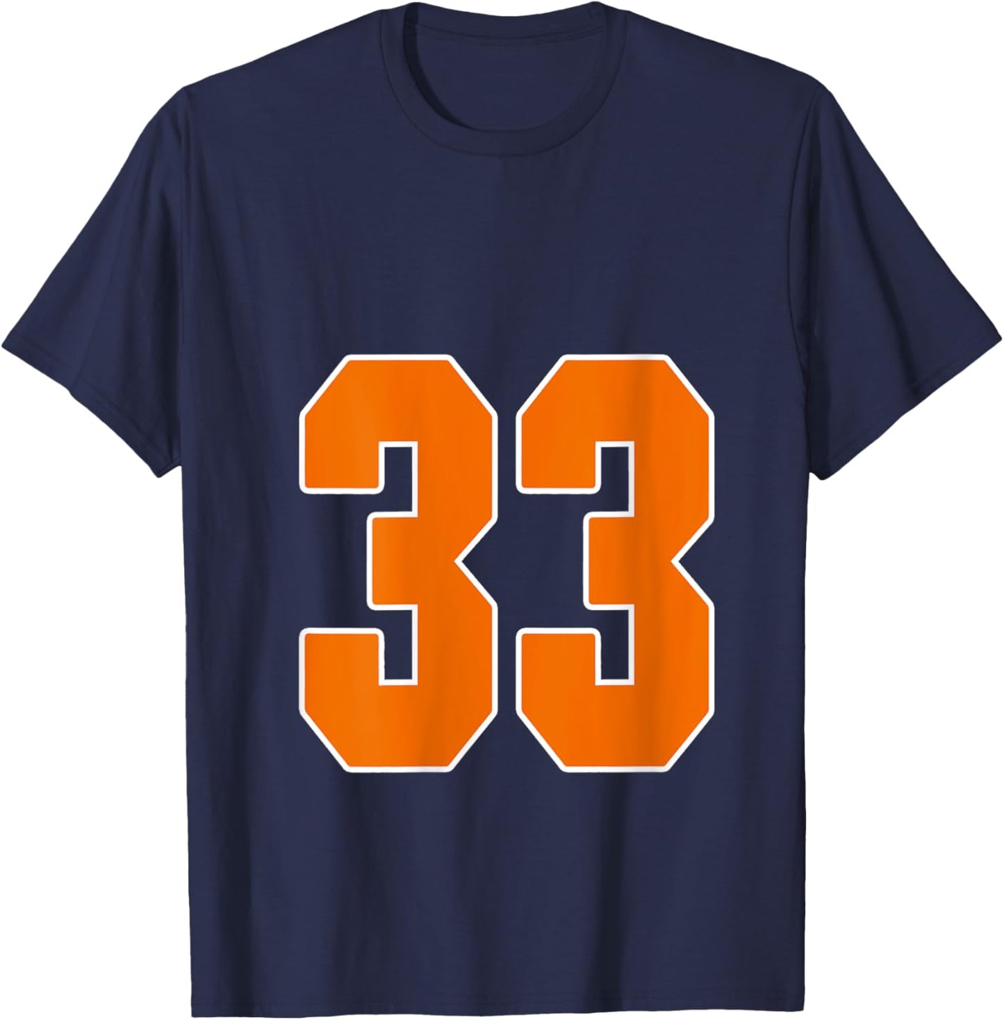 Orange Sports Number 33 Jersey Uniform Player Fan V-Neck T-Shirt - T-Shirt | Navy