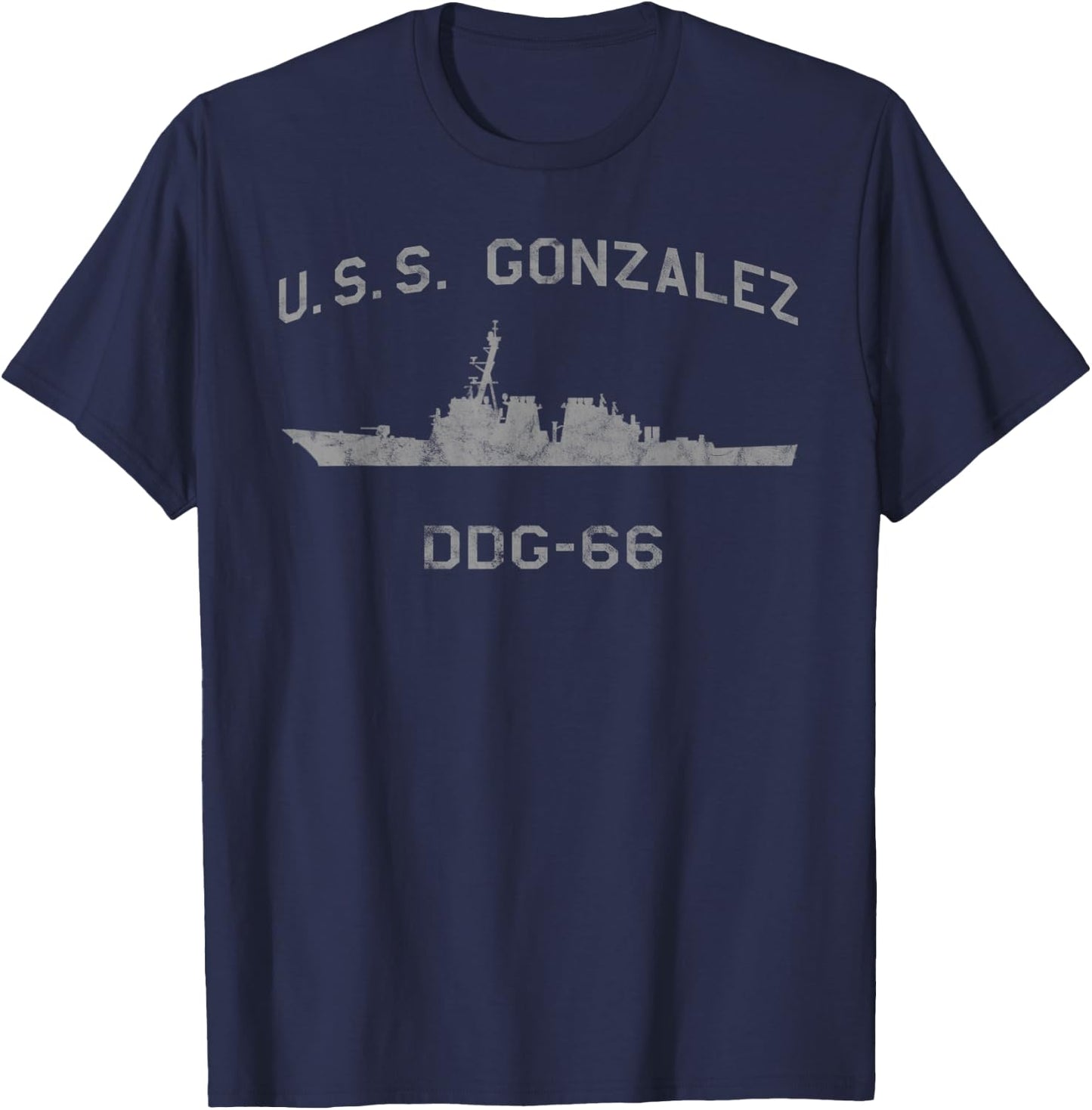 USS Gonzalez DDG-66 Destroyer Ship Waterline Profile T-Shirt - T-Shirt | Navy