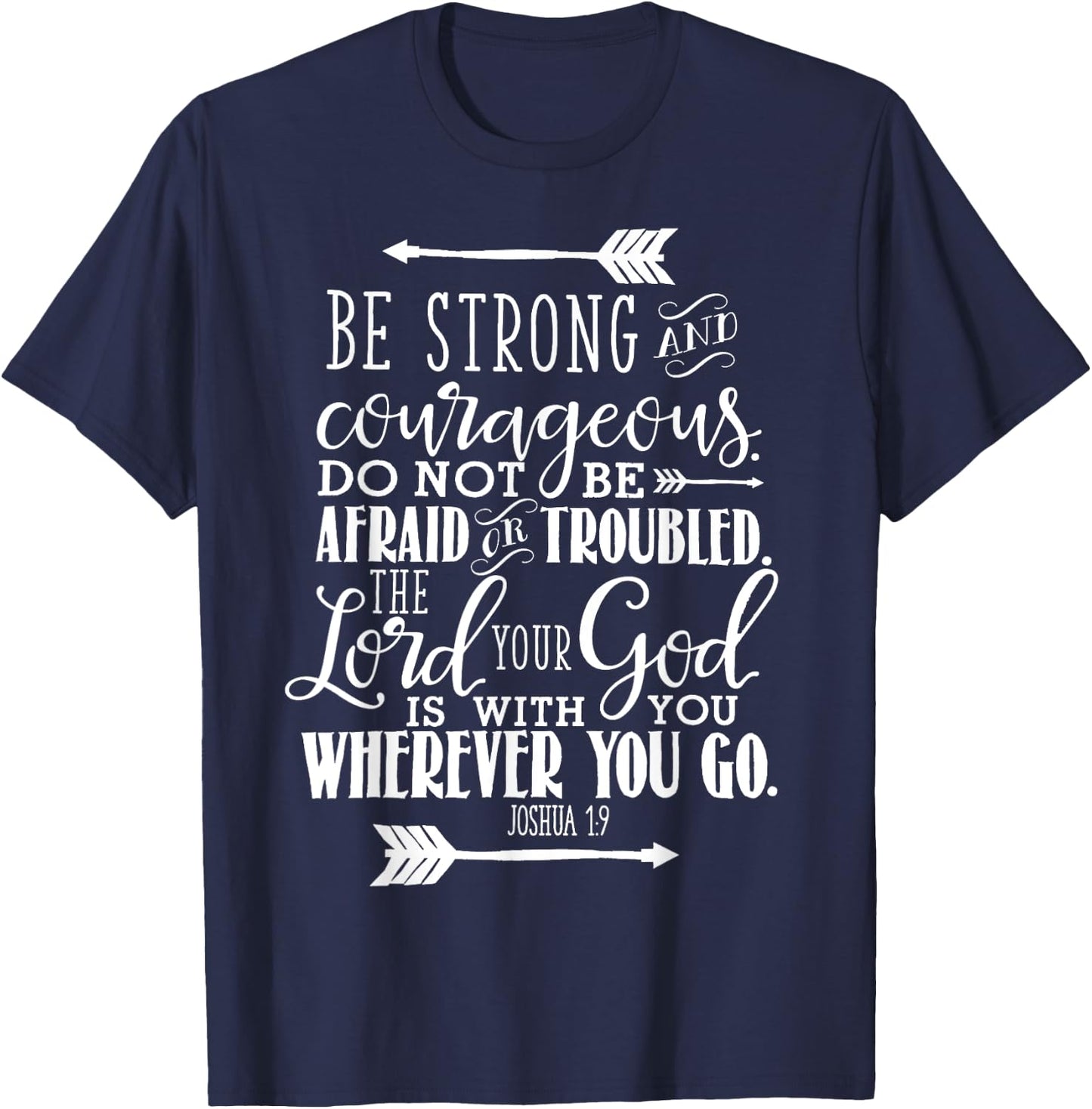Joshua 1:9 Christian Bible Verse Pink T-Shirt - T-Shirt | Navy