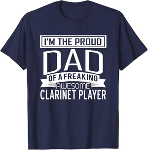 Proud Dad Awesome Clarinet Player Marching Band Fathers Gift T-Shirt - T-Shirt | Navy