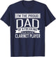 Proud Dad Awesome Clarinet Player Marching Band Fathers Gift T-Shirt - T-Shirt | Navy
