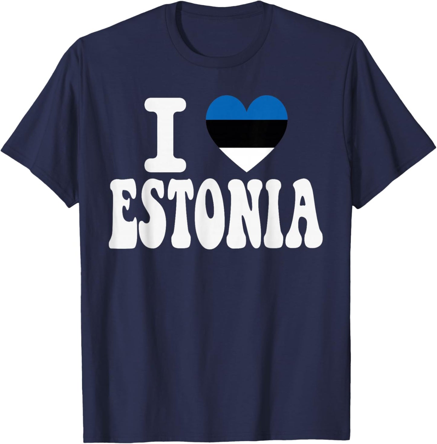 I Love Estonia Heart Flag Retro Travel Souvenir T-Shirt - T-Shirt | Navy