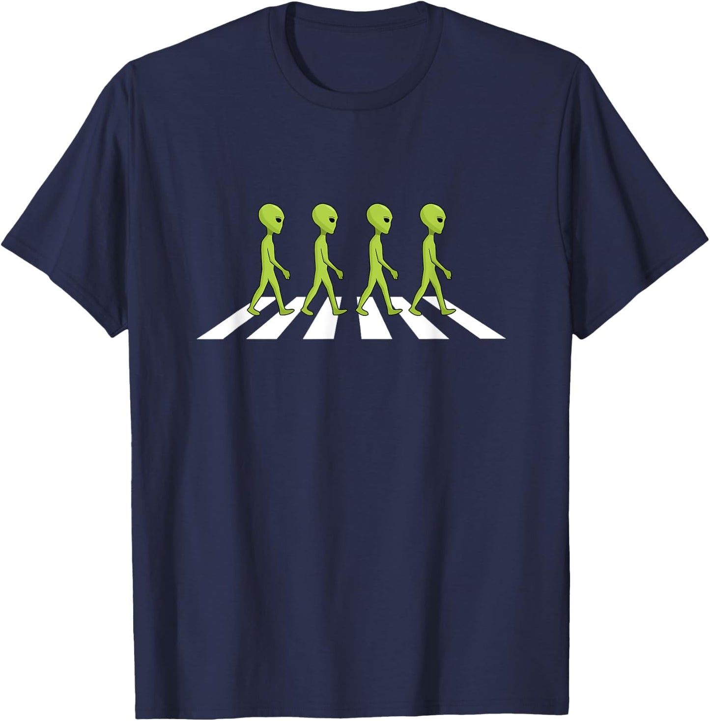 Aliens Crossing and Walking Across Road Funny Gift T-Shirt - T-Shirt | Navy