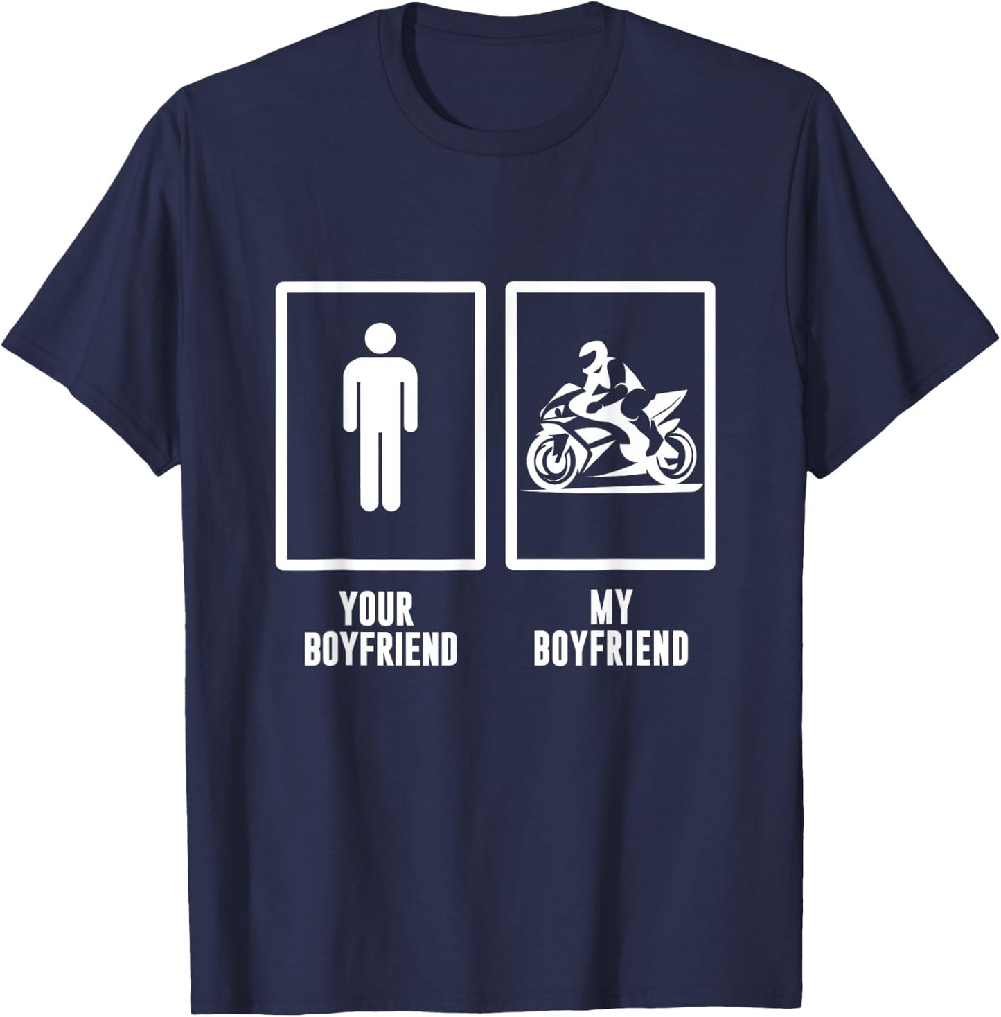 funny Your boyfriend, My boyfriend Motorbike, Motorcycle Men T-Shirt - T-Shirt | Navy