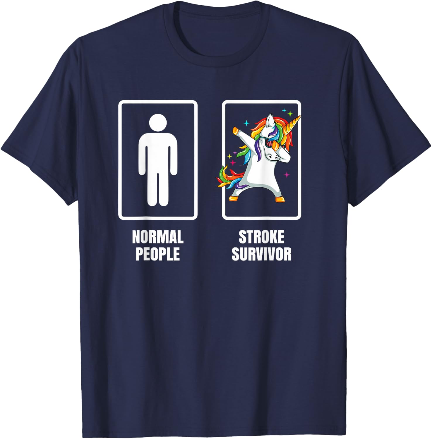 Dabbing Unicorn Heart Stroke Survivor Recovery Get Well T-Shirt - T-Shirt | Navy