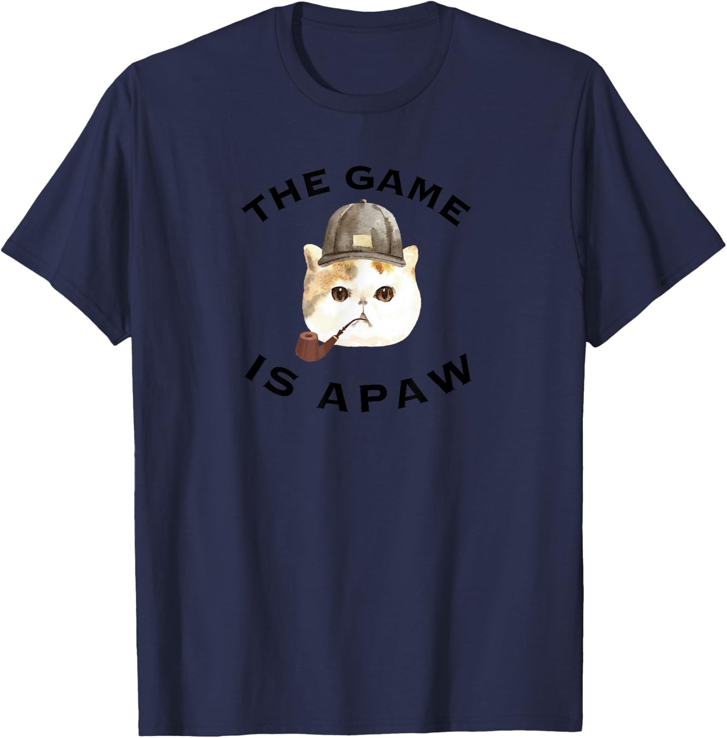 Sherlock Holmes The Game is Afoot for Fans of Holmes ad Cats T-Shirt - T-Shirt | Navy