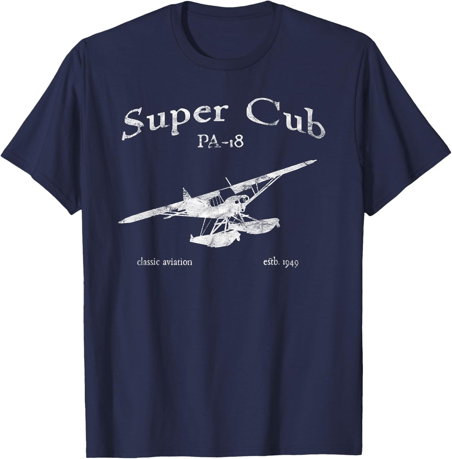 PA-18 Super Cub Airplane Classic Vintage Airplane Pilot T-Shirt - T-Shirt | Navy