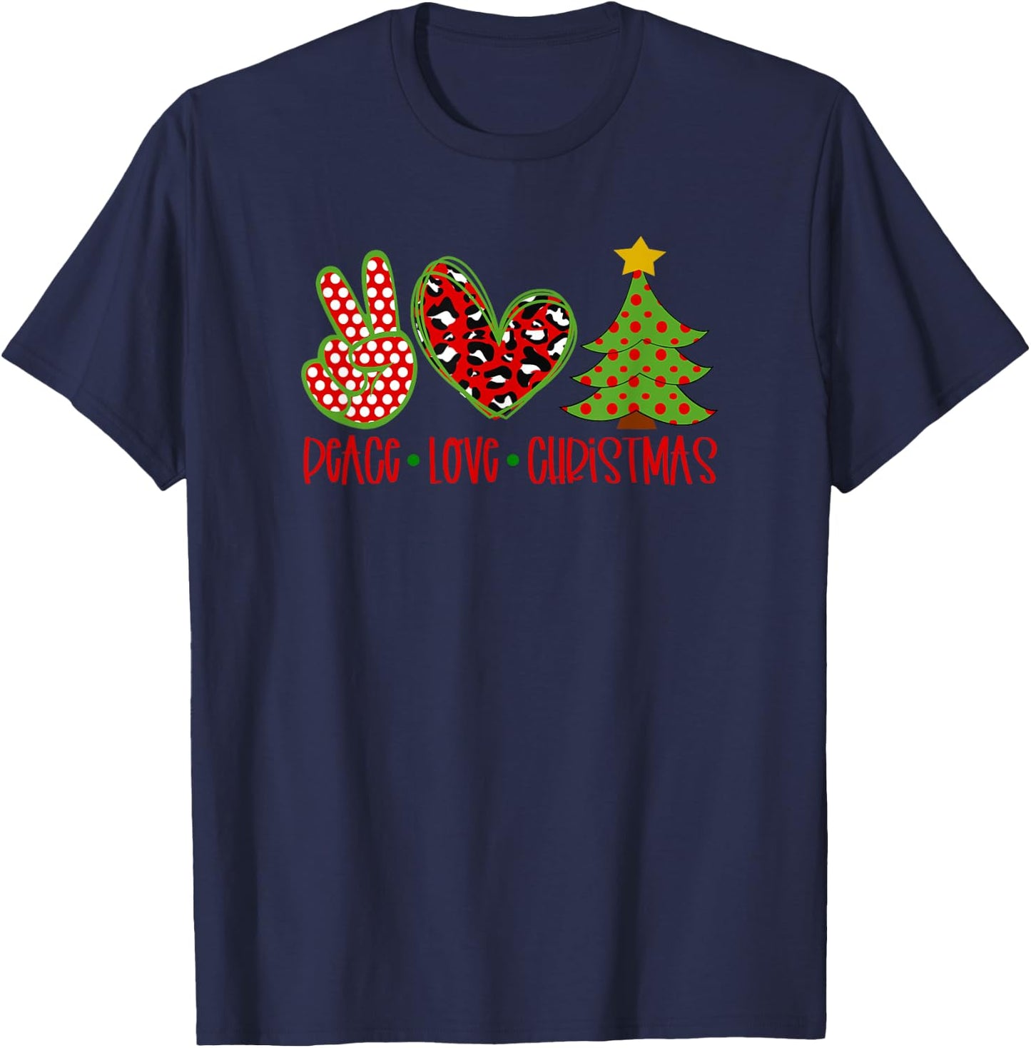 Peace Love Christmas T-Shirt - T-Shirt | Navy