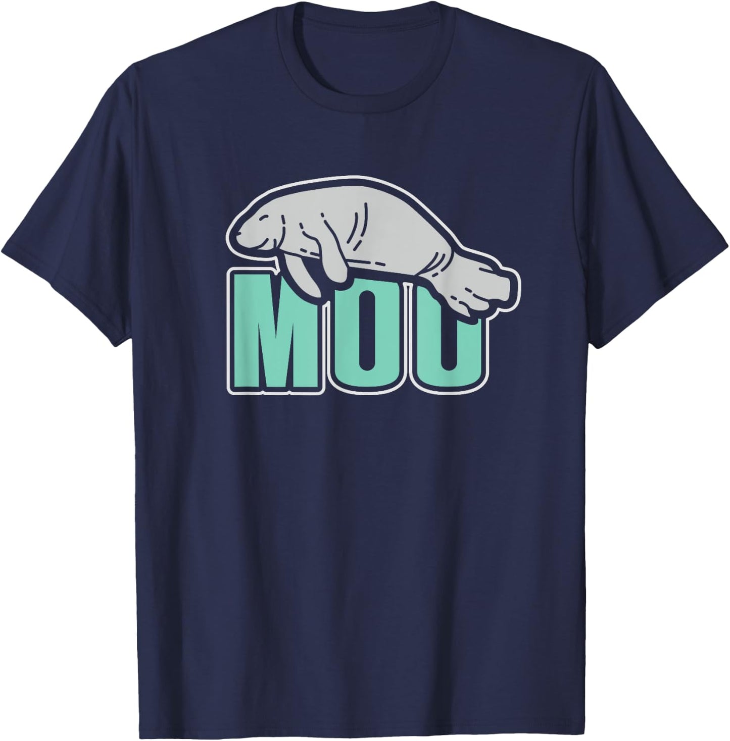Funny "Moo" Manatee Sea Cow T-Shirt - T-Shirt | Navy