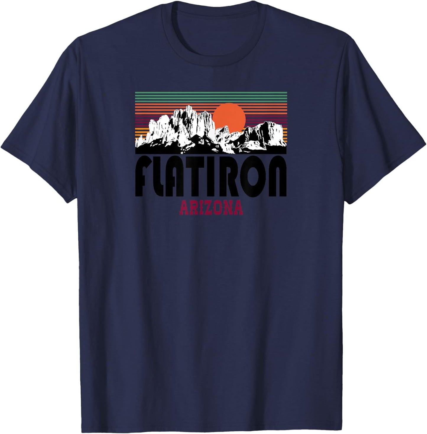 Retro Flat Iron Superstitions Mountain Arizona Shirt T-Shirt - T-Shirt | Navy