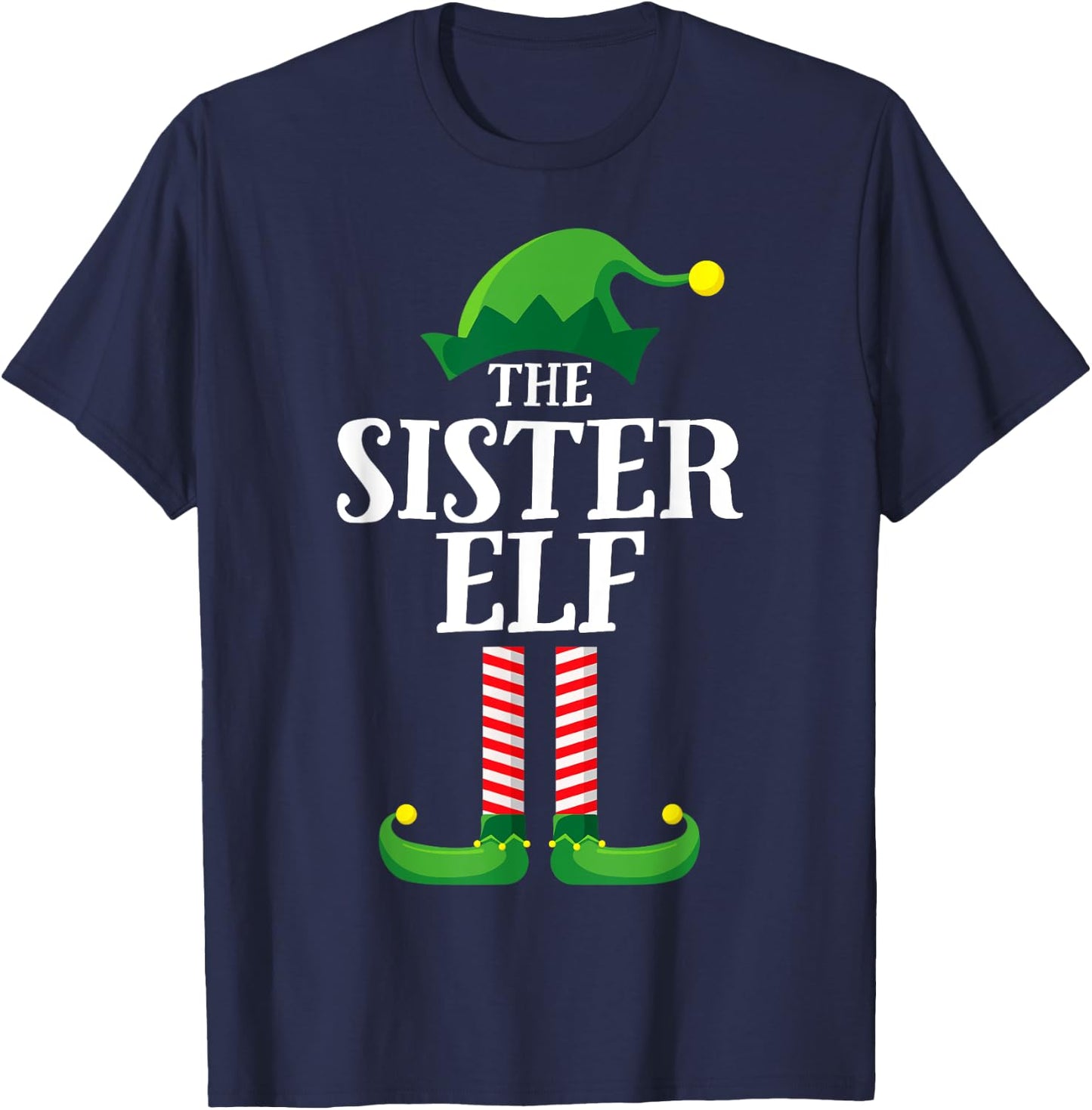 Sister Elf Matching Family Group Christmas Girls Pyjamas T-Shirt - T-Shirt | Navy