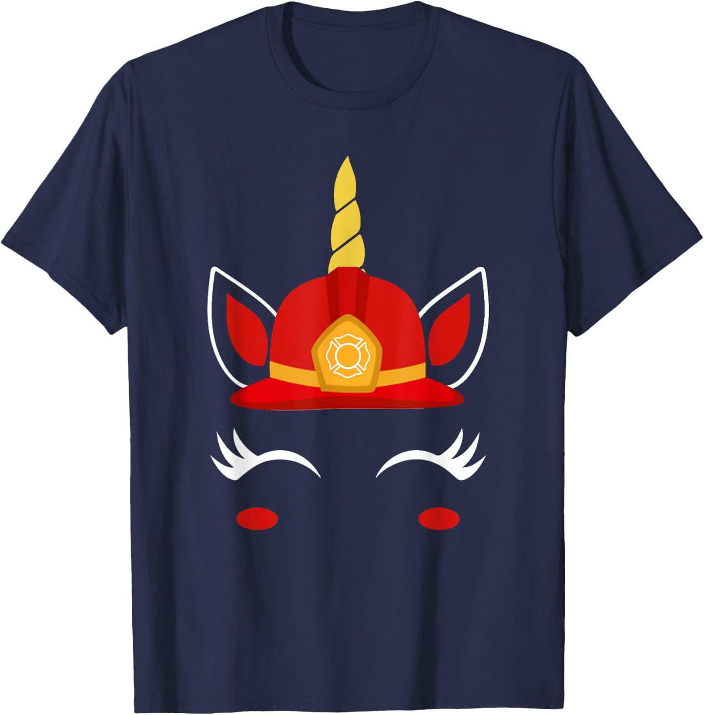 Unicorn Firefighter-Funny Fireman Birthday Party T-Shirt - T-Shirt | Navy