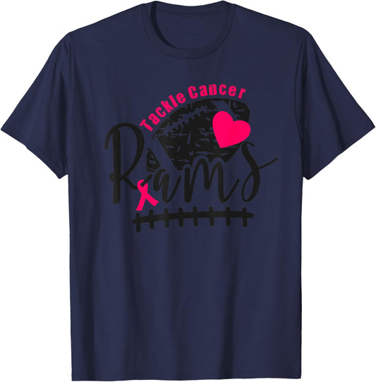Ram's Pink Out Tackle Cancer T-Shirt - T-Shirt | Navy