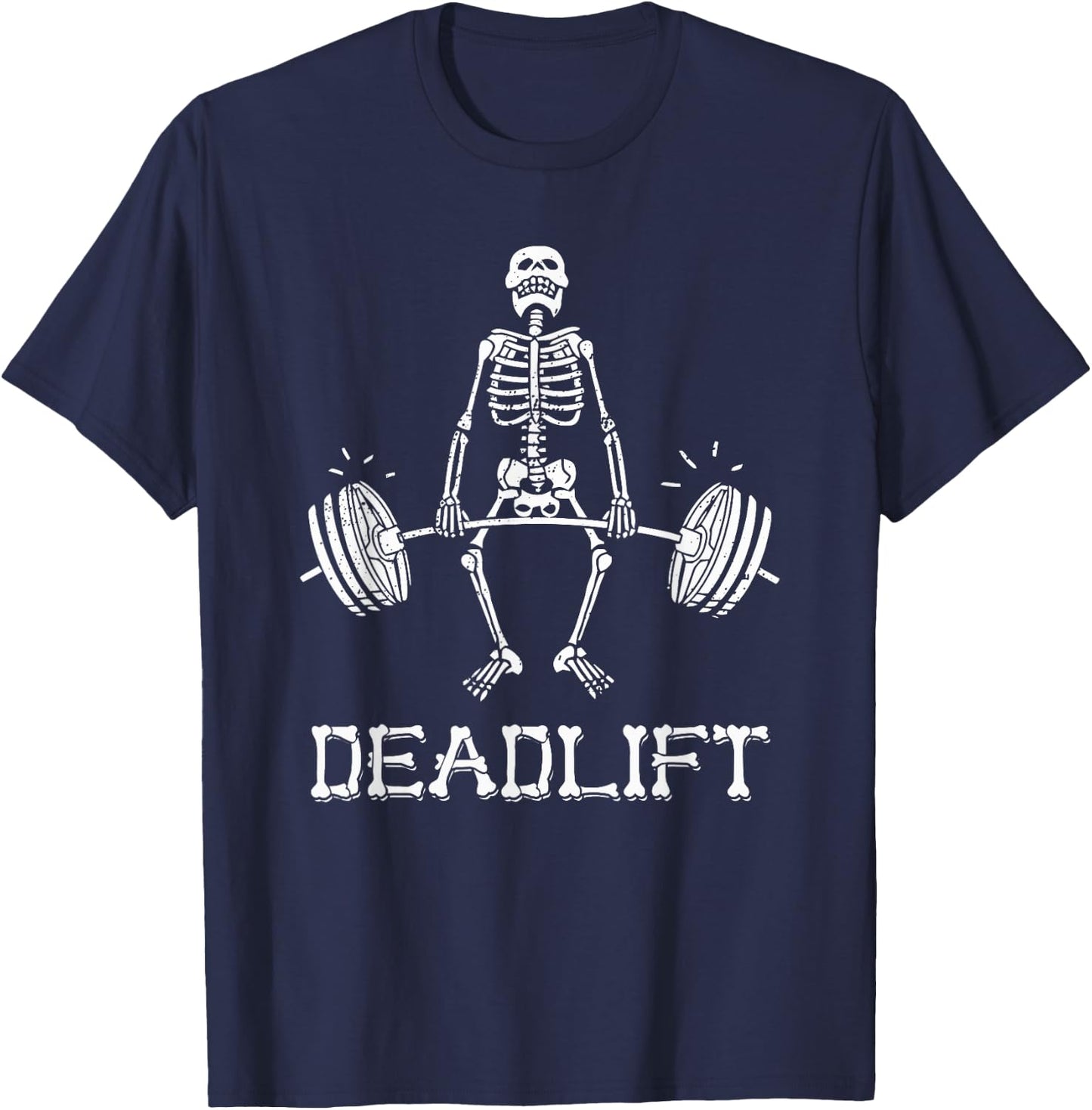 Deadlift Funny Halloween Skeleton Weight Lifting Workout T-Shirt - T-Shirt | Navy
