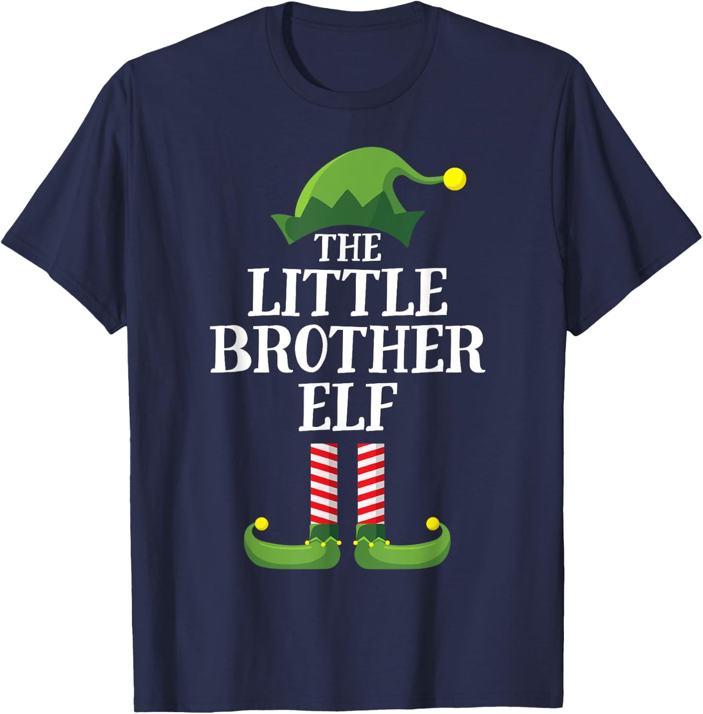 Little Brother Elf Matching Family Group Christmas Boys T-Shirt - T-Shirt | Navy