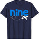 9th Airplane Birthday Party Nine Year Old Pilot Birthday T-Shirt - T-Shirt | Navy